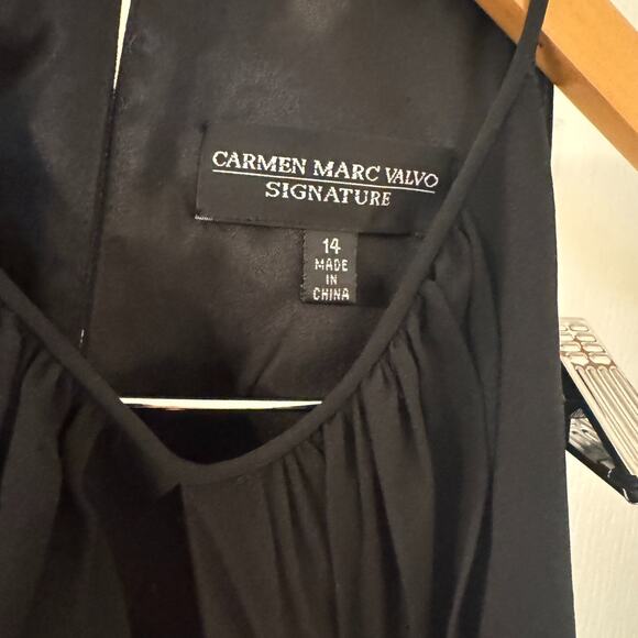NWT CARMEN MARC VALVO Signature Black Silk Formal dress sz 14 halter sleeveless - Picture 9 of 13